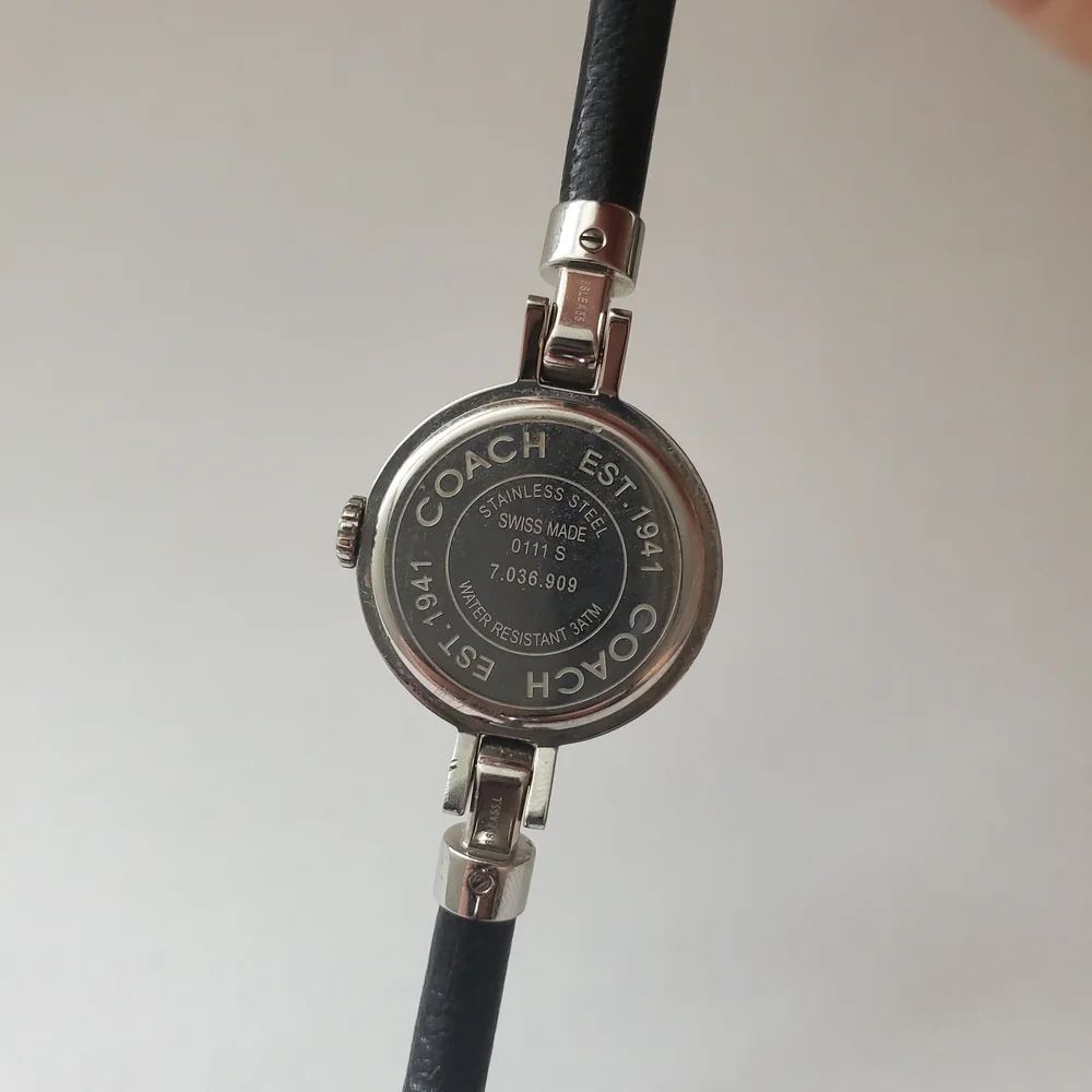 Vintage Coach Women's Black Leather Watch with Interchangeable Diamond Bezel - Picture 3 of 6